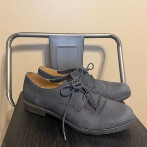 Hotter Blue Suede Oxford Shoes Women’s 8.5 Comfort Lace-Up Made in England